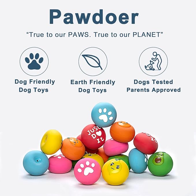 Squeaky Dog Toys, Soft Latex Rubber Squeaky Dog Ball for Small Dogs Puppies, Cute Bounce Squeak Toys Balls with Funny Cute Face