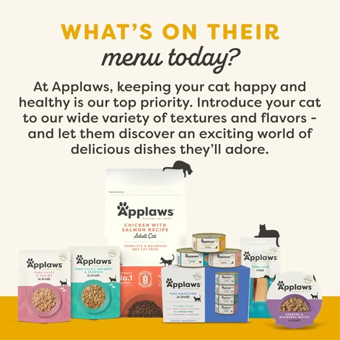 Applaws Natural Wet Cat Food in Broth, Limited and Natural Ingredients, High Protein with No Artificial Additives, Chicken Breast & Salmon in Broth (10 x 2.12 oz Easy-Open Cups)