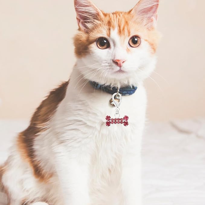 GALPADA 2pcs Rhinestone Bone Dog Collar Pendants Decorative Hanging Accessories for Pet Collars Pink and Blue Dog Cat Charm Ornaments for Pet Supplies