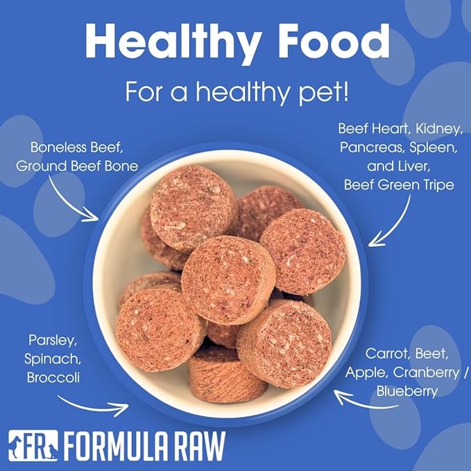 Freeze-Dried Raw Dog Food – Beef – High Protein, Grain-Free, No Fillers or Additives, Meal Mixer or Topper, Supports Healthy Digestion, Joints, and Coat – 1.55 lb
