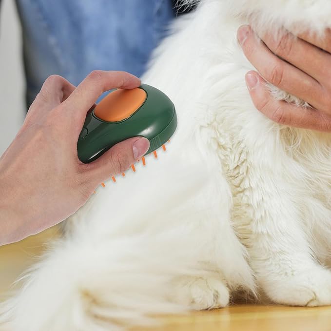 4-In-1 Multifunctional Electric Cat Steam Brush Self-Cleaning and Massage Function, Green Avocado Spray Comb for Indoor Cat Grooming and Tangled Hair Removal