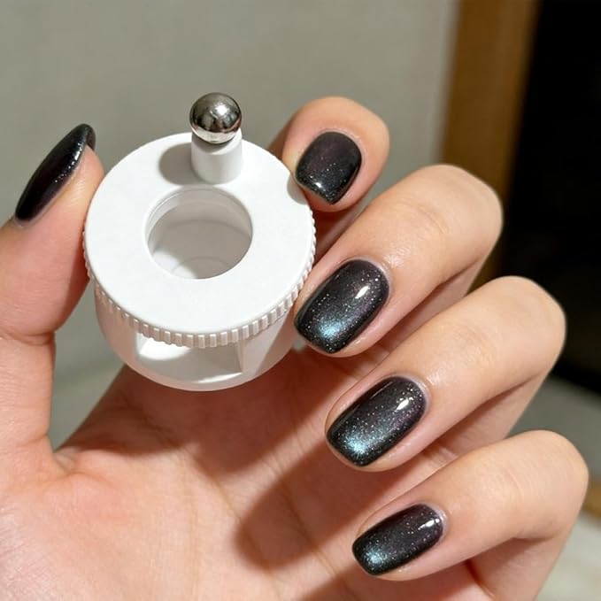 Rotating Cat Eye Magnet, Adjustable Cylinder Stand, Beginner Friendly Nail Tool with Uniform Magnetic Force and Excellent Light Absorption, Can Easily DIY Glossy Cat Eye Effect (#A)