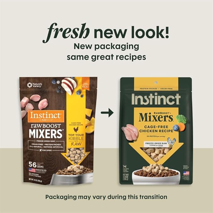 Instinct RawBoost Mixers, Freeze Dried Dog Food Topper, Grain-Free - Cage Free Chicken, 14 oz. Bag