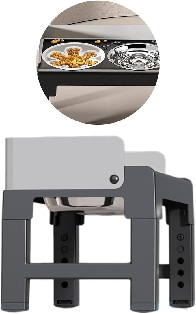 Dog Feeder Food Water Bowl Double Bowl Height Adjustable Large Capacity 2 in 1 Pet Feeding Supplies Slow Feeder Bowls Puppy