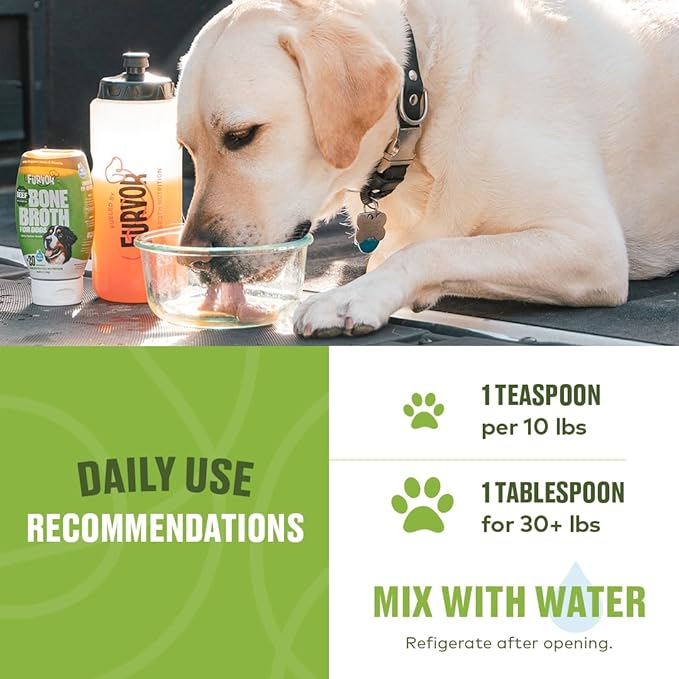 Beef Mobility Support Bone Broth Concentrate for Dogs - Collagen Protein Supplement - Boosted w/Amino Acids, Glucosamine, and Chondroitin - Dog Food Topper - Human Grade (12 oz, 20 Servings)
