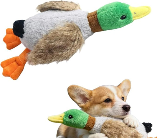 Dog Toys for Aggressive Chewers, 2026 Upgraded Duck Dog Toys Large Dogs Indestructible, Vocal Toys with Built-in Squeaker for Boredom Relief, Cute Yellow Duckling Plush for Playtime (Grey)