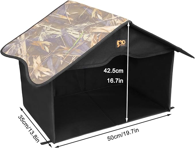 Outdoor Cat House, Waterproof Pet Shelter/Dining Room, for Feral/Community Cats (Camo1)