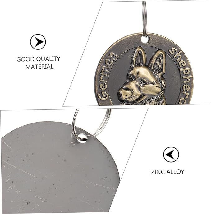 ABOOFAN 4pcs Retro Metal Dog Id Tags Pet Hanging Charms Vintage Bronze Dog Collar Pendants for Shepherd Breed, Sturdy Name Tags for Pet Supplies and Collar Accessories