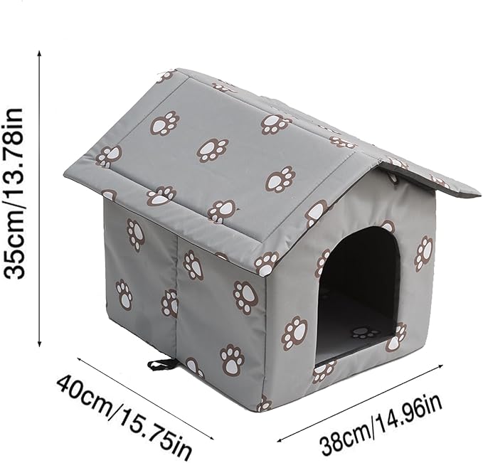 VARMTOR Outdoor Cat House, Cat Houses for Outdoor Cats, Weatherproof Warm and Insulated Cat House with Transparent Curtain Pet House, Stray Cats Shelter