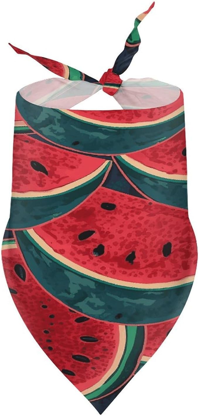 Dog Bandana Spring Pet Scarf Adjustable Triangle Red Watermelon Printing Dog Bib Washable Polyester Puppy Bandana for Small Medium Large Dogs Cat Birthday Party Supplies