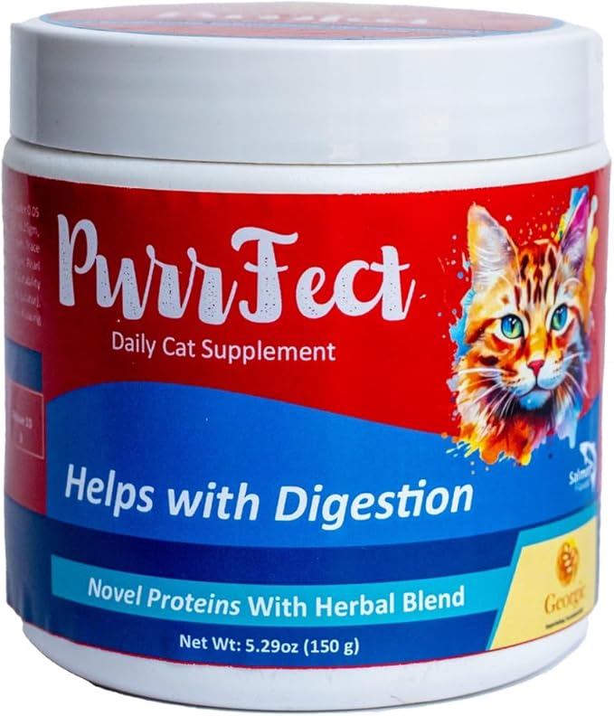 Purrfect Cat Supplement for Coat, Digestion, Immunity & Gut Health – Natural Probiotics, Omega-3, Vitamins, Pumpkin, Turmeric & Ashwagandha – Daily Wellness Food for Cats – 5.29 Oz (30 Servings)