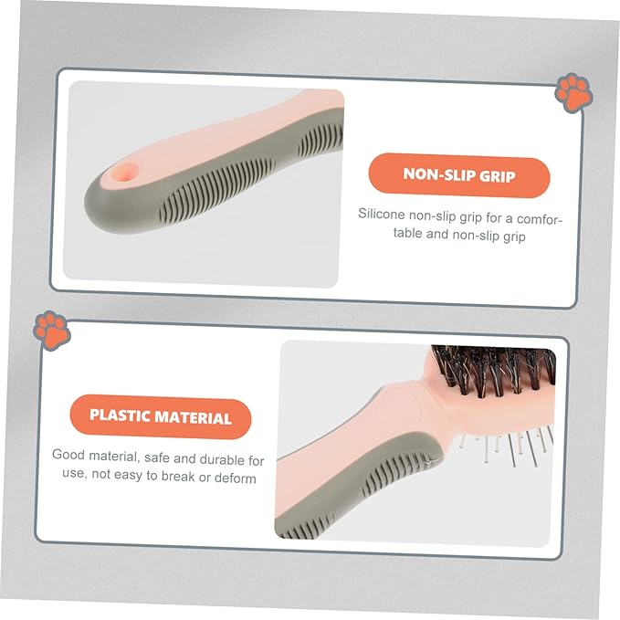 YARNOW Cat Grooming Comb Non-slip Double-sided Pet Comb for Dead Hair Removal