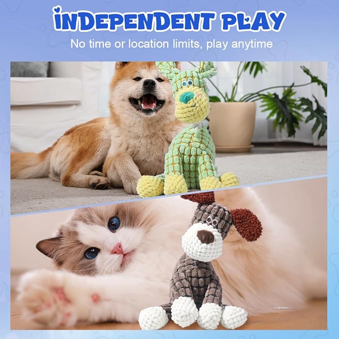 2026 New Dog Toys,Indestructible Plush Dogs Toy for Aggressive Chewers,Squeaky Durable Chew Toy for Indoor Pups Teething, Stuffed Toys for Small Medium Large Dogs (Giraffe+Donkey)