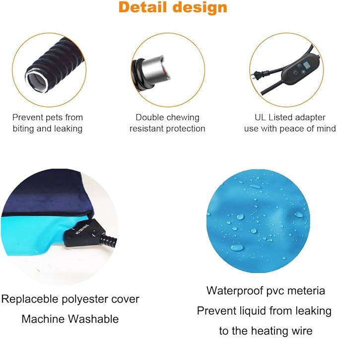 Pet Heating Pad for Cats & Small Dogs - Round 16 Inch,6 Heat Levels,Auto Shut Off Timer, Waterproof, Removable Washable Cover, Chew-Proof Cord, Digital Display
