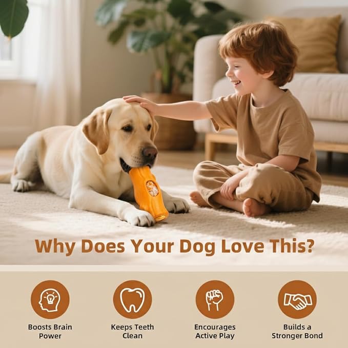 2 Pack Dog Toys for Aggressive Chewers, Interactive Indestructible Dog Toys with Frozen Treat Function, Durable Dog Puzzle Toy for Large & Medium Dogs, Orange & Green