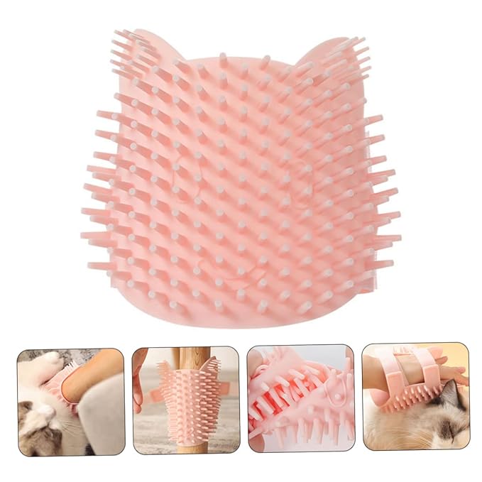 SUPVOX Silicone Cat Massage Brush Adjustable Grooming Tool for Cats Dogs Dual Use Dry for Removing Loose Fur and Itching Relief