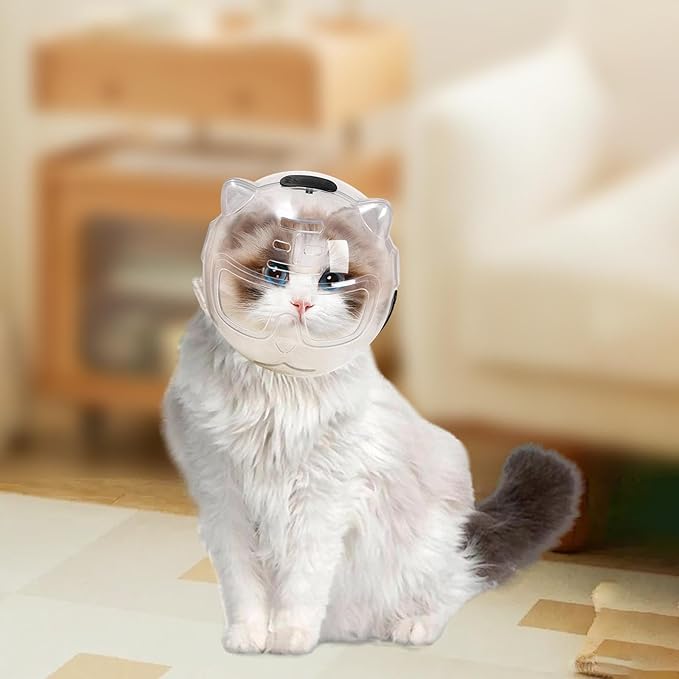 HouseVibe Breathable Cat Muzzle Mouth Cover Anti Bite Mask for Grooming Nail Trimming Bathing Travel Pet Supplies- Clear L