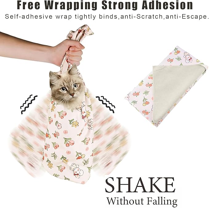27.6‘’ Cat Grooming Wrap Cat Wrap for Cutting Nails Cat Restraint for Nail Clipping Cat Swaddle Wrap Cat Burrito Wrap Anti-Scratch Anti-Escape Multifunctional Pet Tool - Nail Clipper Included