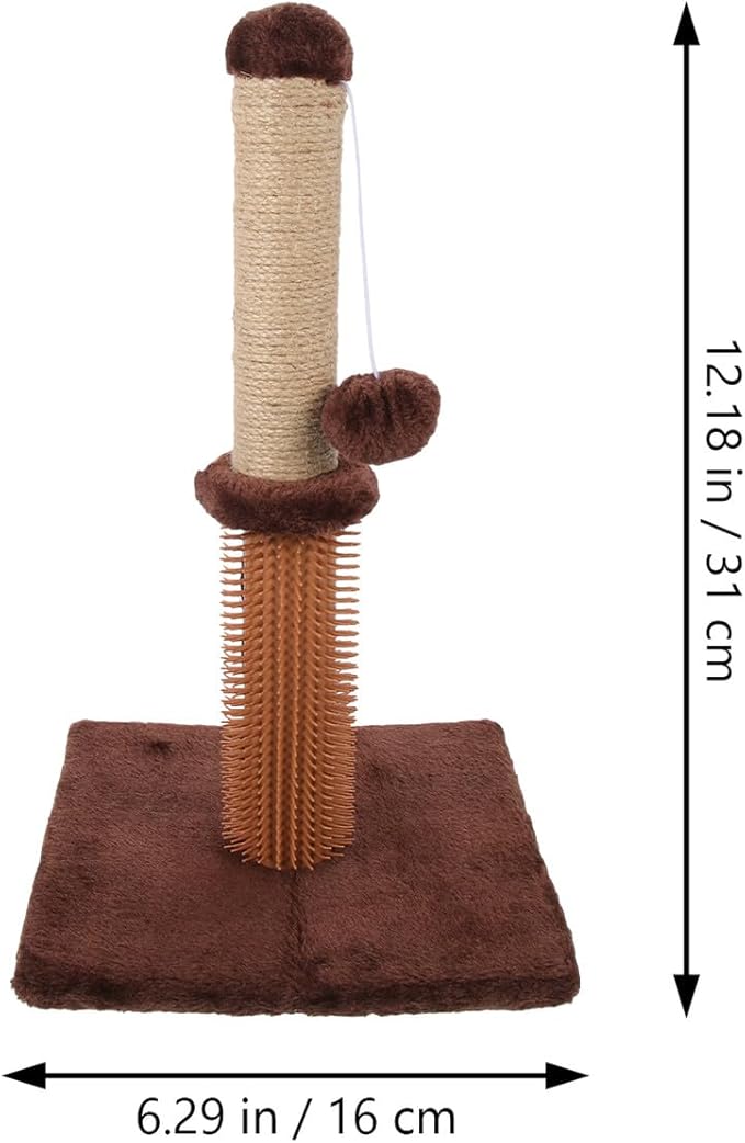 Toyvian Wear-Resistant Cat Scratching Post with Comfortable Palm Plush Cover Floor Cat Scratcher Household Kitten Scratch Pad with Platform for Play and Claw Care