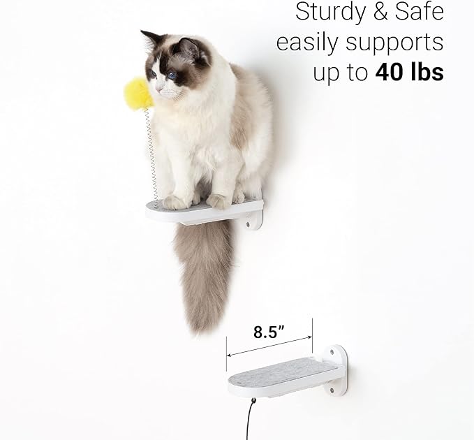 SVD.PET 3-Pack Cat Climbing Stairs with Replaceable Felt Pad, Cat Shelves & Toys for Medium & Large Cats (White)
