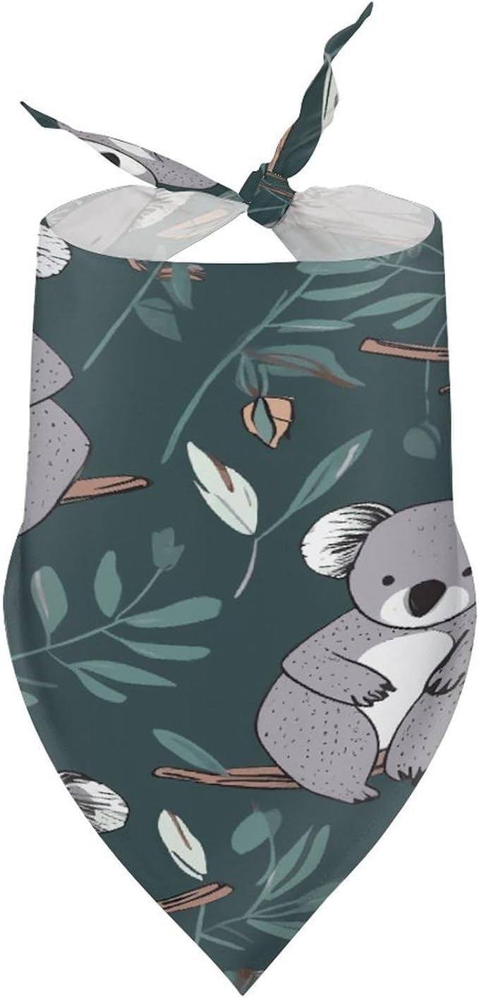 Dog Bandana Spring Pet Scarf Adjustable Triangle Lovely Koala Printing Dog Bib Washable Polyester Puppy Bandana for Small Medium Large Dogs Cat Birthday Party Supplies