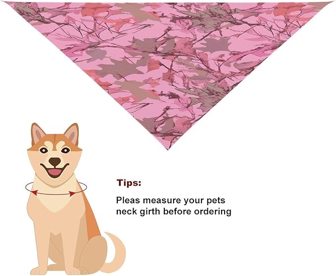 Dog Bandana Spring Pet Scarf Adjustable Triangle Pink Leaves Camo Printing Dog Bib Washable Polyester Puppy Bandana for Small Medium Large Dogs Cat Birthday Party Supplies