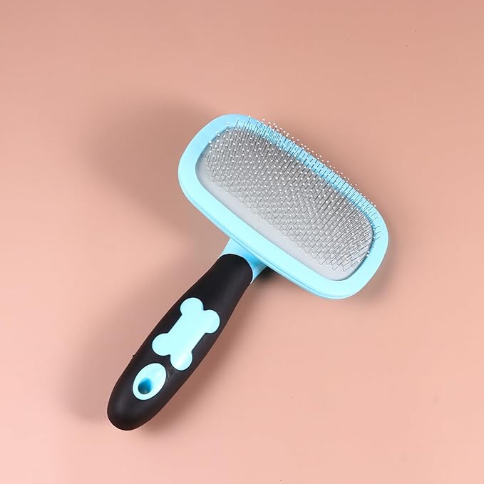 Rotatable Pet Hair Comb Large Blue with Dot Ergonomic Grooming Tool for Dogs Cats Tangle Remover and Massager Comfortable Grip Pet Cleaning Comb for Shedding and Dander