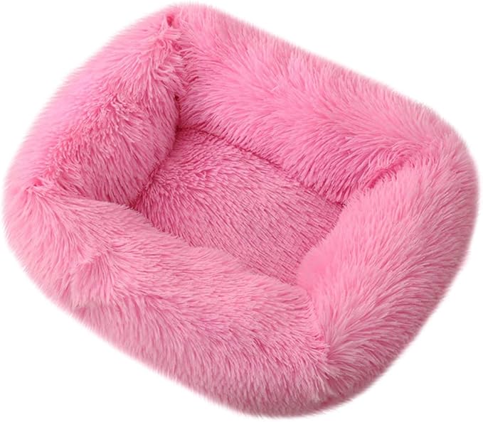 La La Pet® Donut Dog Cat Bed Cozy Cave Pet Bed Burrow Dog Bed Calming Cuddler Self-Warming Pet Bed Soft Plush Pet Cushion Improved Sleep for Cats Small Medium Dogs Pink S