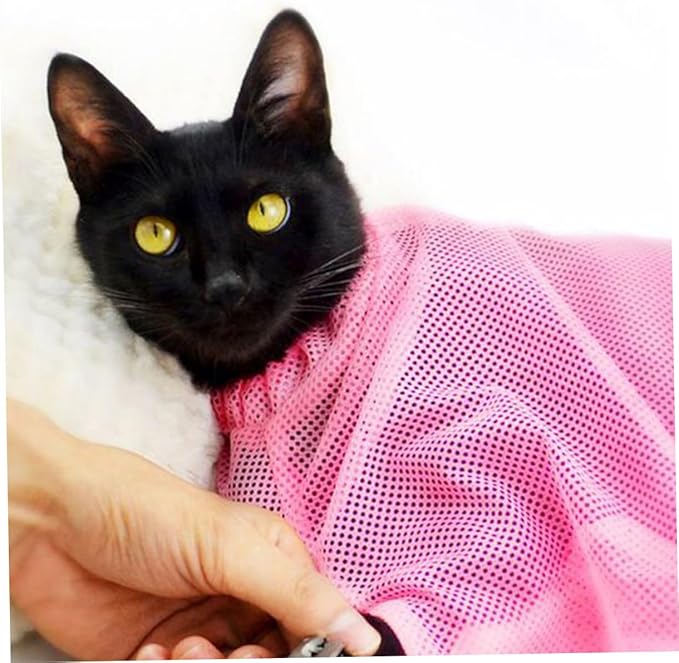 Breathable Cat Washing Bag Pink Multifunctional Cat Bag for Grooming Bathing Nail Trimming Pet Supplies
