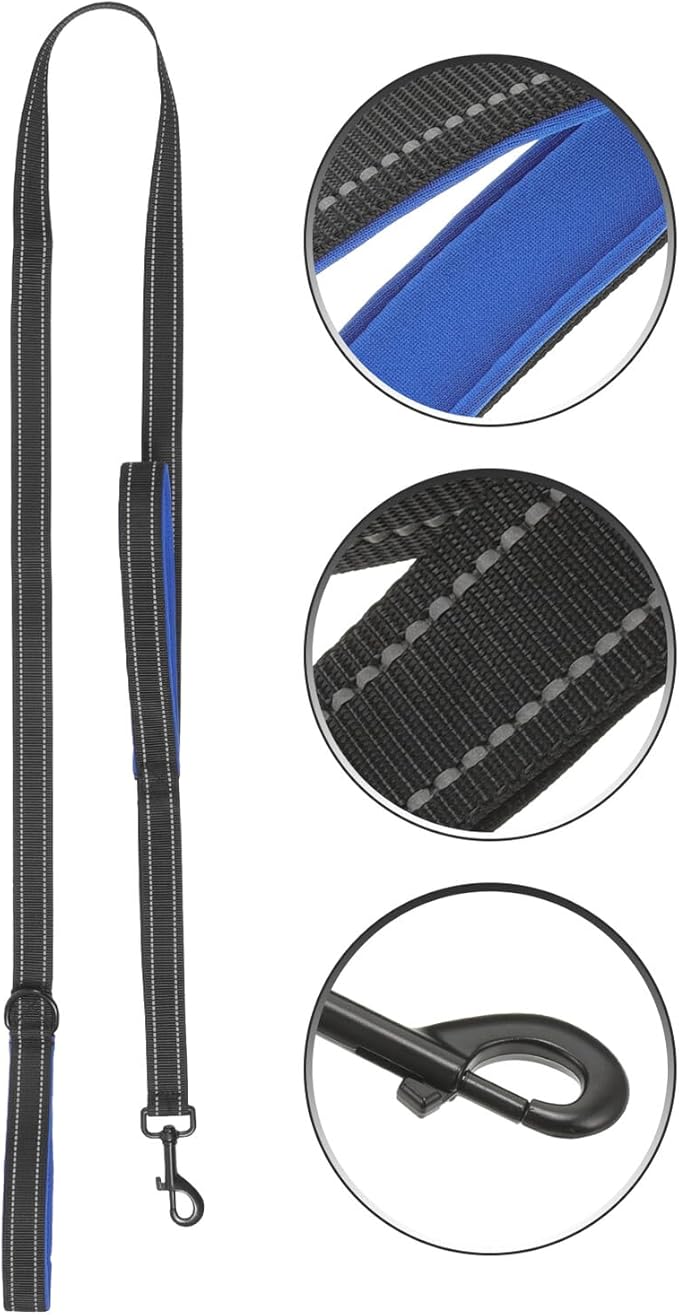 Dog Leash Rope Double-Layer Nylon Reflective Pulling Training Leash Thickened Medium Large Dogs Outdoor Walking Pet Supplies Black Blue