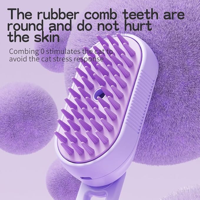 4 in 1 Cat Steam Brush for Shedding, Rechargeable Steam Pet Brush for Dog and Cat, Anti-Static, Massage, Cleaning, Shedding & Combing,Purple