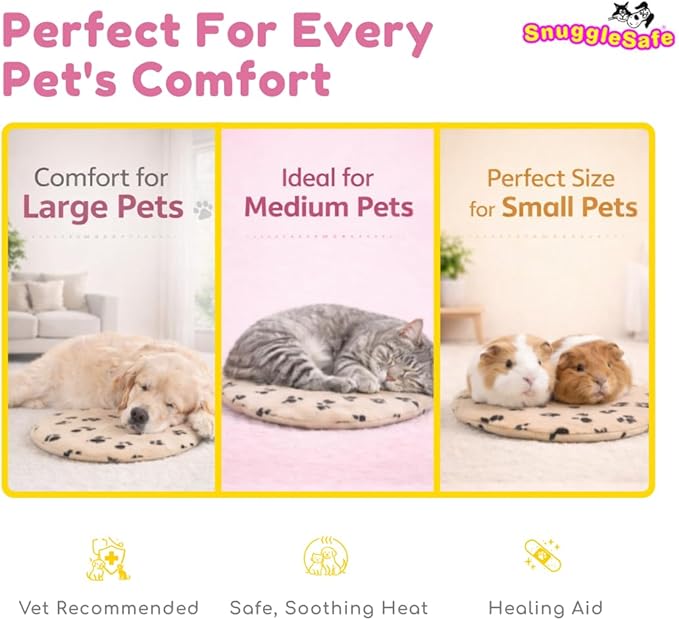 SnuggleSafe Original Microwave Heat Pad for Pets - Chew Proof, Water Resistant Heating Disc for Dogs, Cats, Rabbits, Guinea Pigs and Small Animals - Up to 10 Hours Warmth