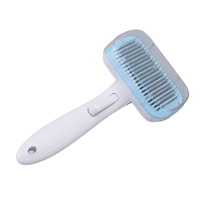 Cat Brush For Shedding, De Shedding Brush Dog Hair Dogs Cats Grooming Tool Self Cleaning Slicker Hair For Rabbit Massage Removes Loose Undercoat (Steel Wire Blue)