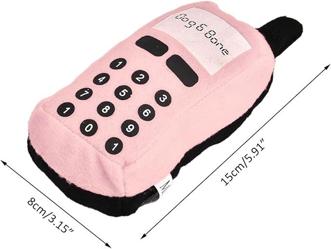 F&Yard Pet Chew Accessory Plush Phone Shape Squeaky Bite Item for Dogs and Cats, Soft Pet Play Supply (Pink)