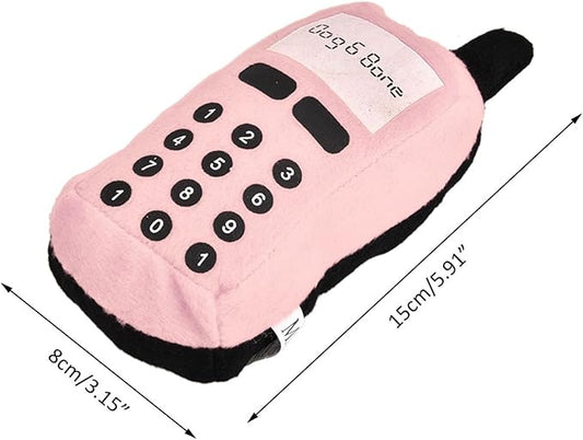 F&Yard Pet Chew Accessory Plush Phone Shape Squeaky Bite Item for Dogs and Cats, Soft Pet Play Supply (Pink)