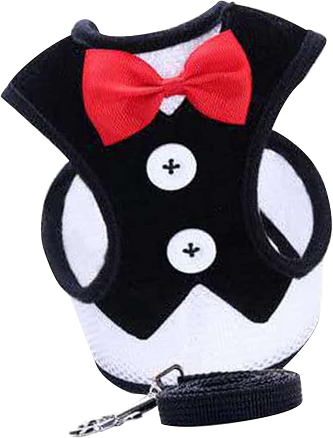 Dog Harness Leash, Breathable Fabric Bow Tie Harness Set, Colorful Sturdy, for Medium Large Dogs Walking Pet Supplies (L)
