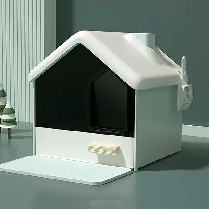 Cat Litter Box,Fully Enclosed Litter Box Holds Odors,Prevents Urine and Litter Leakage,Assembly Free,Easy to Clean Stylish Litter Box Furniture with Pull-Out Litter Tray and Litter Scoop ( Color : Gre