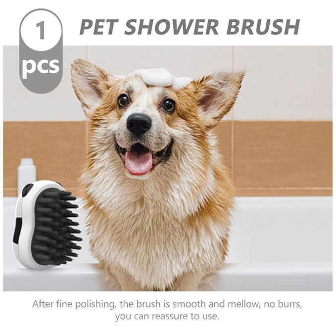 Pet Bath Brush Dog Bath Brush with Panda Design Soft Rubber Bristles for Puppy and Cat Bathing Supplies