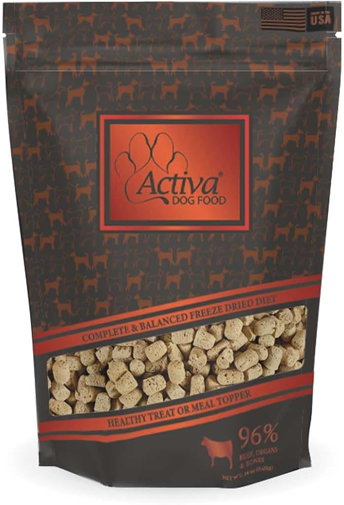 Activa Complete & Balanced Freeze Dried Dog Food, Healthy Treat or Meal Topper, Made in USA (Beef)
