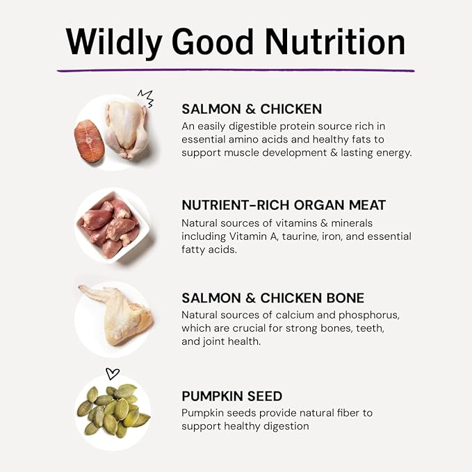Stella & Chewy's Freeze-Dried Raw Cat Dinner Morsels - Premium Salmon & Chicken Recipe with 98% Wild-Caught & Cage-Free Protein - Natural Grain-Free Cat & Kitten Food - Made in USA - 18 oz