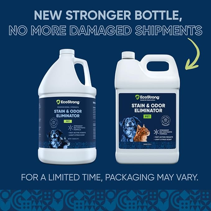 Eco Strong Pet Stain and Odor Remover - Cat Urine Enzyme Cleaner Destroyer, Urine Destroyer for Dogs, Pet Urine Enzyme Cleaner - 128 Oz (Pack of 2)