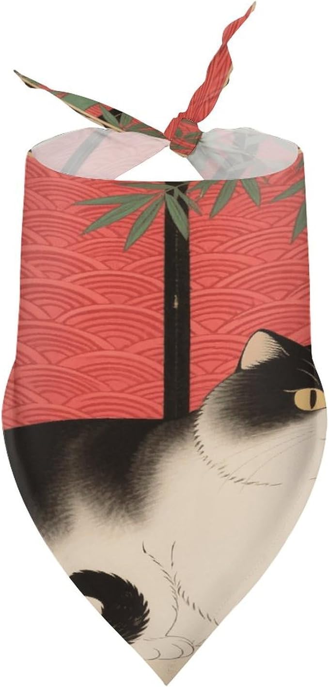 Dog Bandana Spring Pet Scarf Adjustable Triangle Cute Cat Printing Dog Bib Washable Polyester Puppy Bandana for Small Medium Large Dogs Cat Birthday Party Supplies