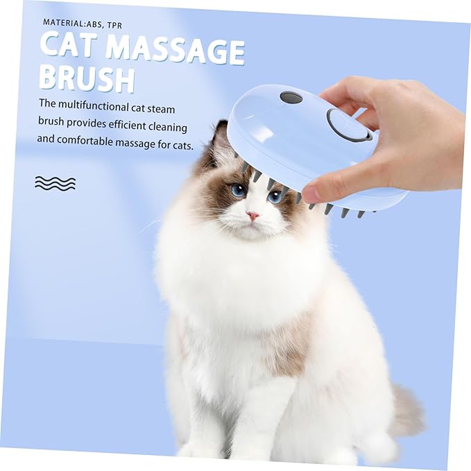 Self-cleaning Cat Steam Brush for Grooming Massage Multifunctional Pet Hair Remover Efficient Deshedding Tool for Types Blue