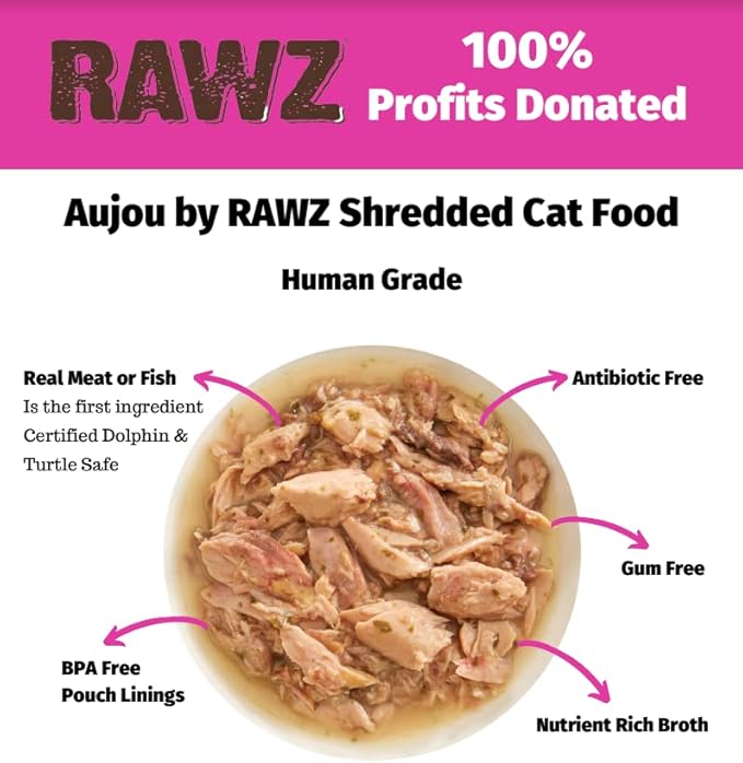 Rawz Aujou Chicken Breast & Chicken Liver Cat Food 8/2.46 oz Pouches