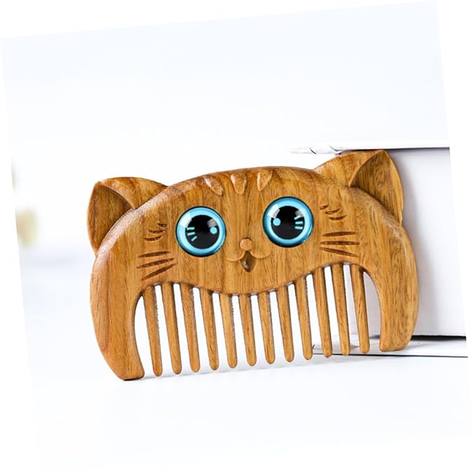 minkissy Sandalwood Cat Hair Combs Set of 2 Small Fine Tooth Grooming Combs for Cats and Dogs for PET Grooming