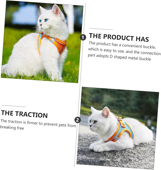 SUPVOX Pet Vest Leash with Reflective Breathable Mesh, No Pull Dog Harness and Puppy Walking Leash, Medium Size, Orange Set for Safe Outdoor Pet Supply
