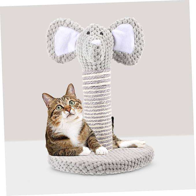 UPKOCH 2pcs Small Elephant Zebra Cat Scratching Posts Set, Vertical Sisal Scratcher Poles for Indoor Cats, Comfortable Kitten Climbing Resting Furniture