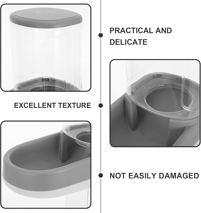 Automatic Pet Feeder and Water Dispenser Gravity Cat Feeder with Dry Food Storage Capacity Suitable for Small and Large Dogs and Cats in Elegant Gray