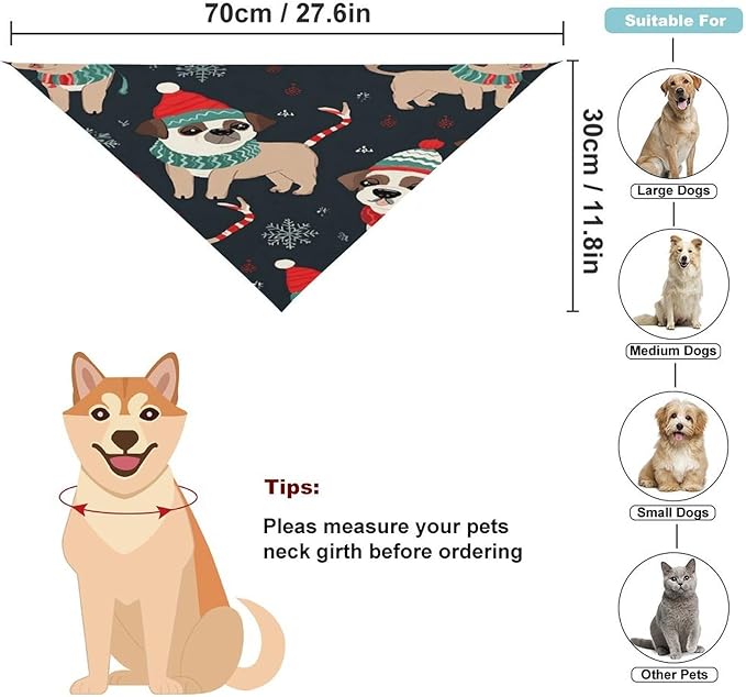 Dog Bandana Spring Pet Scarf Adjustable Triangle Merry Christmas Dog Printing Dog Bib Washable Polyester Puppy Bandana for Small Medium Large Dogs Cat Birthday Party Supplies