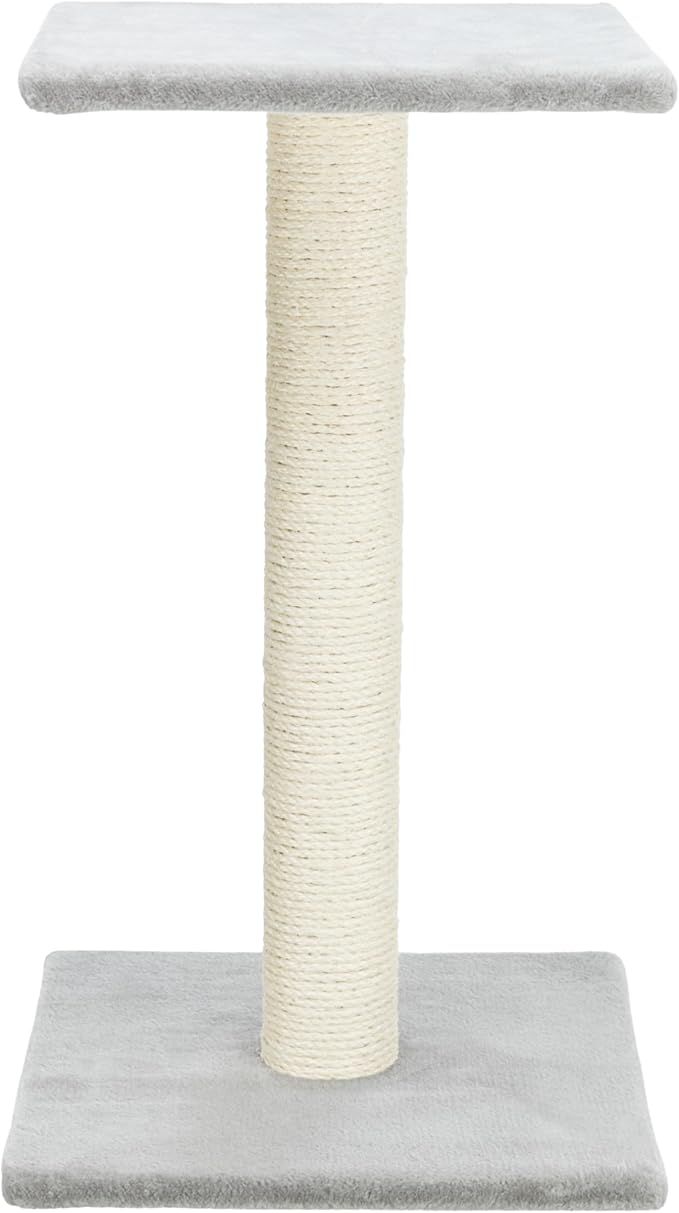 TRIXIE Espejo Cat Scratching Post 27.2 Inch - Cat Scratcher with Soft Fabric Covering Base and Durable Sisal Rope - with Resting Platform - Gray